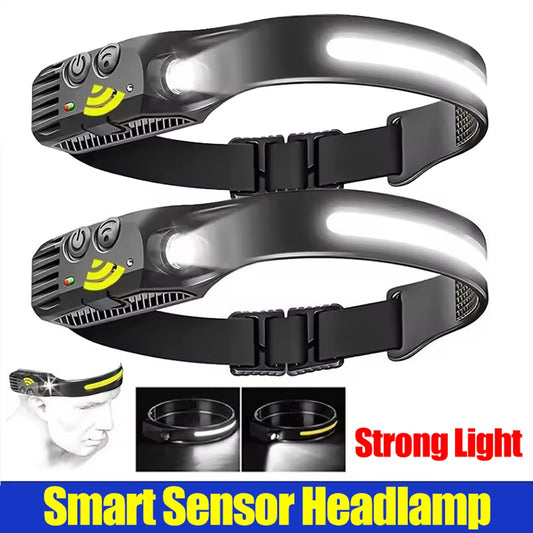 LED Head Torch Rechargeable Waterproof COB Headlamp Motion Sensor Headlight Work Light